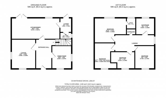 Floorplan for Whitehead Grove, Lawley